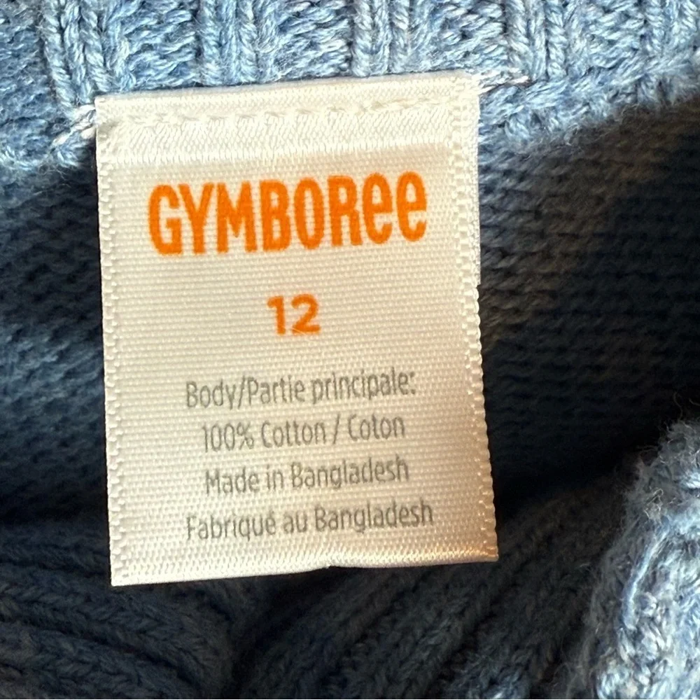 Gymboree Boys Blue Cable Knit Henley Sweater Size 12